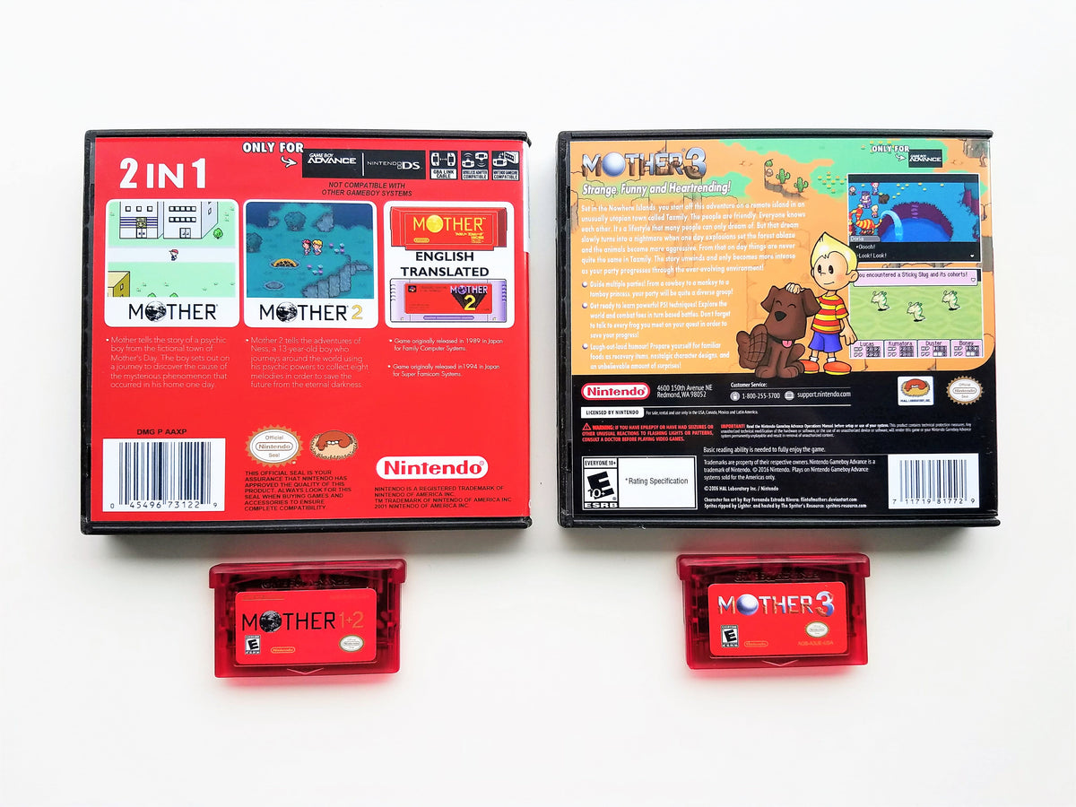 Mother 1 + 2 + 3 Game & Cases (English Translated) Gameboy