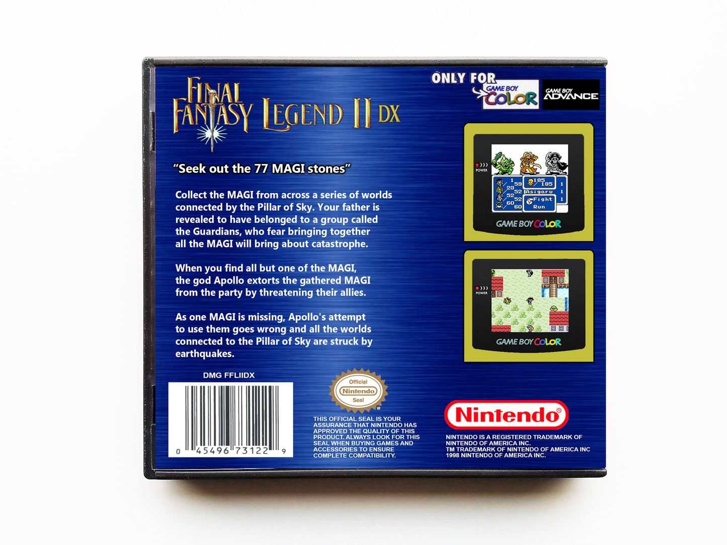 Final Fantasy Legend II DX "Now In Color" (Gameboy Color GBC)