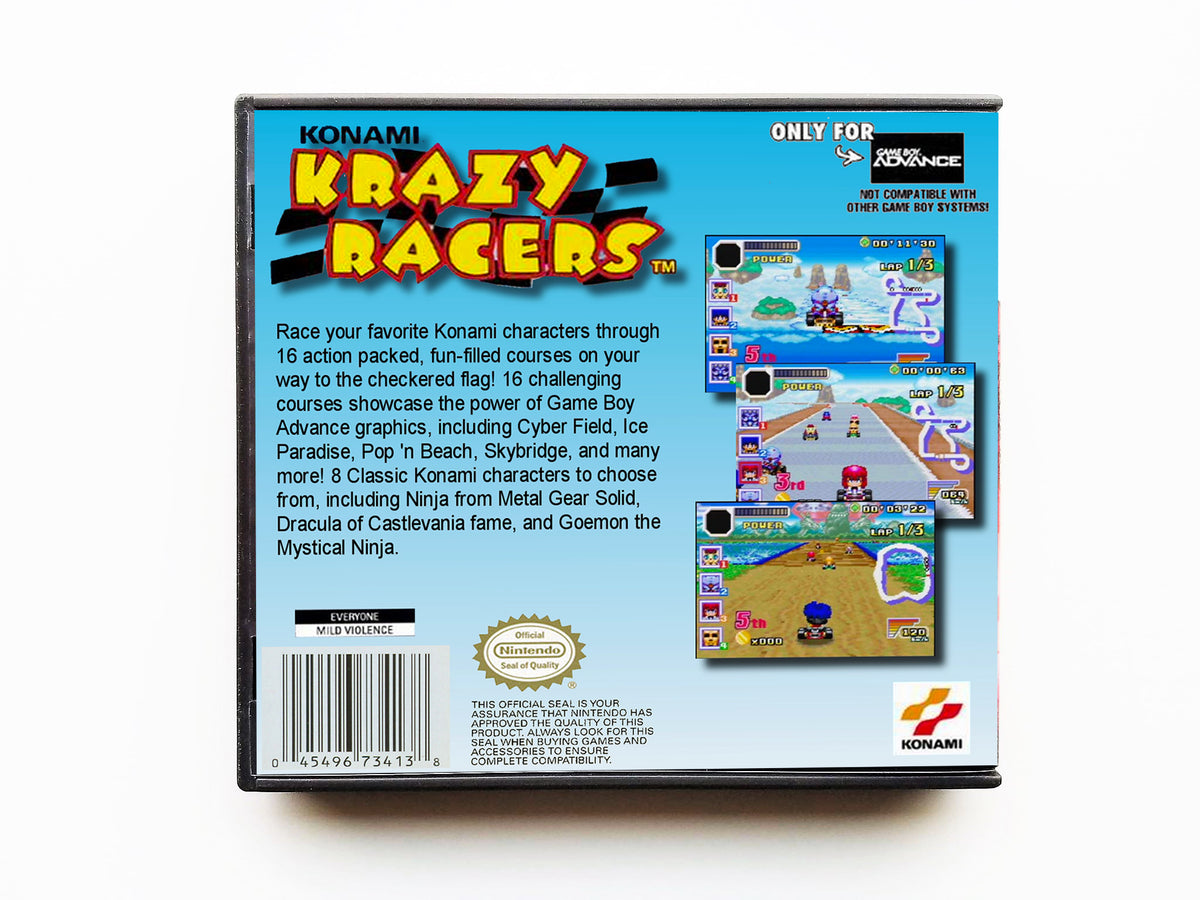 Krazy Racers Label Scan Konami Krazy Racers - English Gameboy Advance (GBA) – Retro Gamers US
