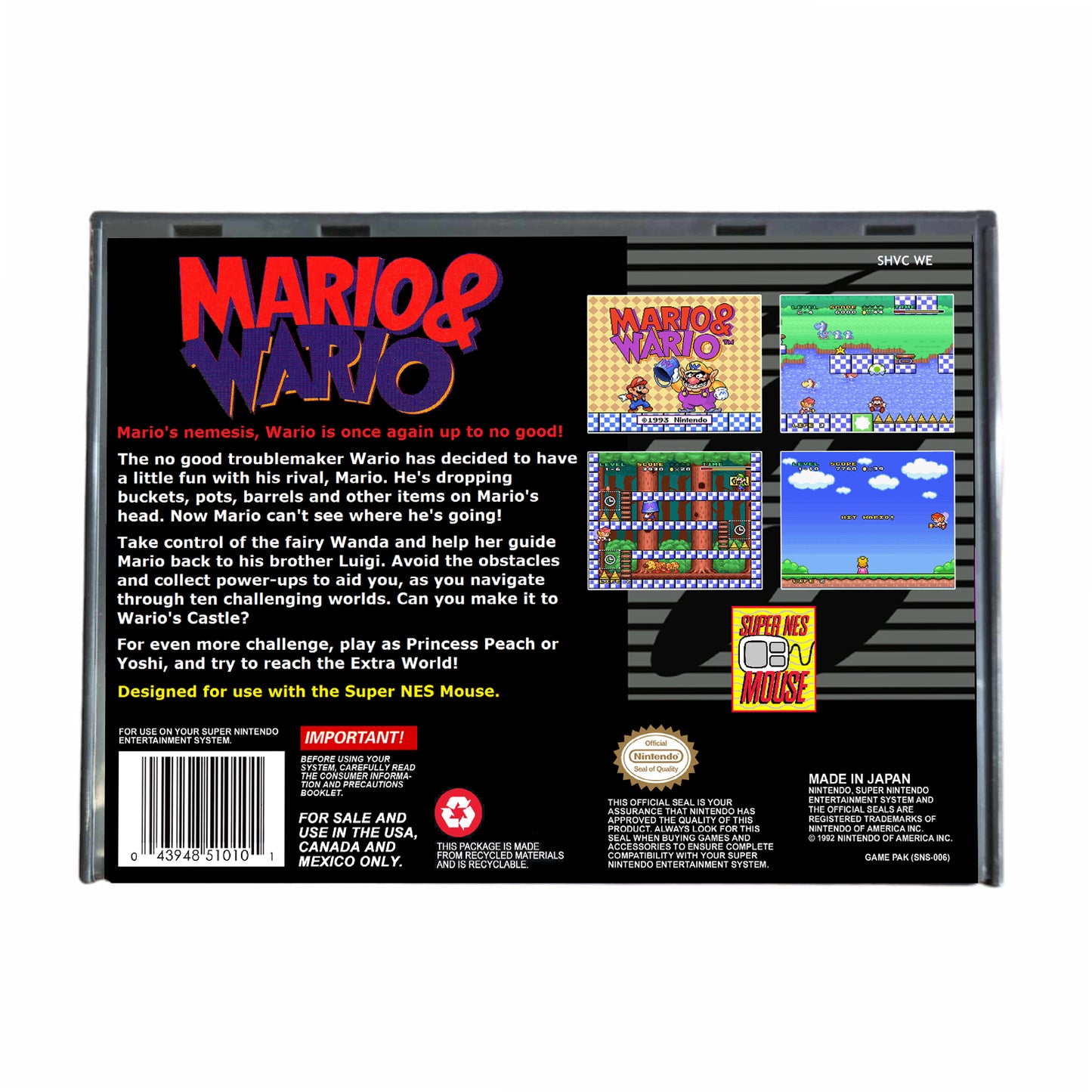 Mario and Wario - (Super Nintendo SNES)