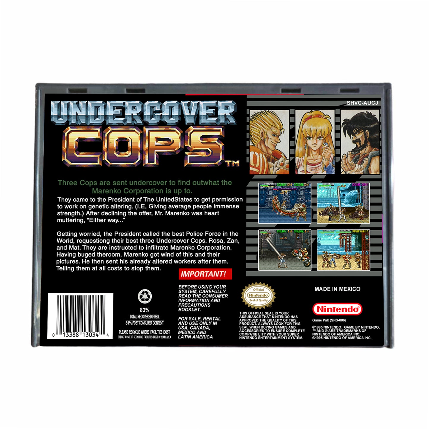 Undercover Cop 'Beat Em Up' - (Super Nintendo SNES)