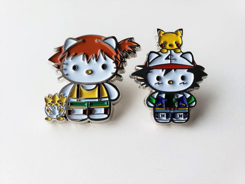 Pokemon x Hello Kitty  (Ash & Misty) - Metal Collector Pins