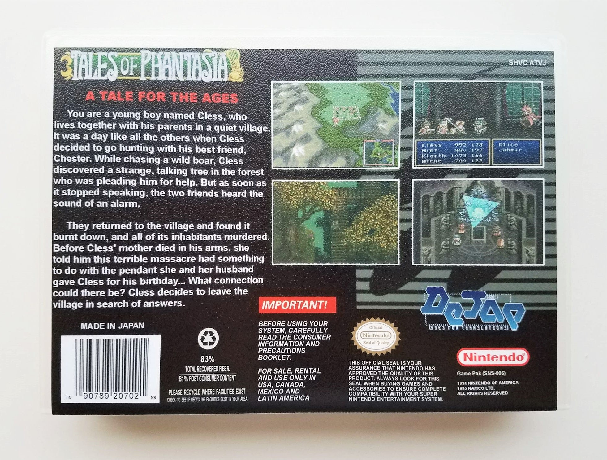 Tales of deals Phantasia Super Nintendo SNES English