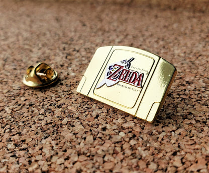 Legend of Zelda Ocarina of Time Gold Cartridge - Metal Collector Pin