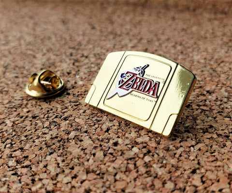 Legend of Zelda Ocarina of Time Gold Cartridge - Metal Collector Pin